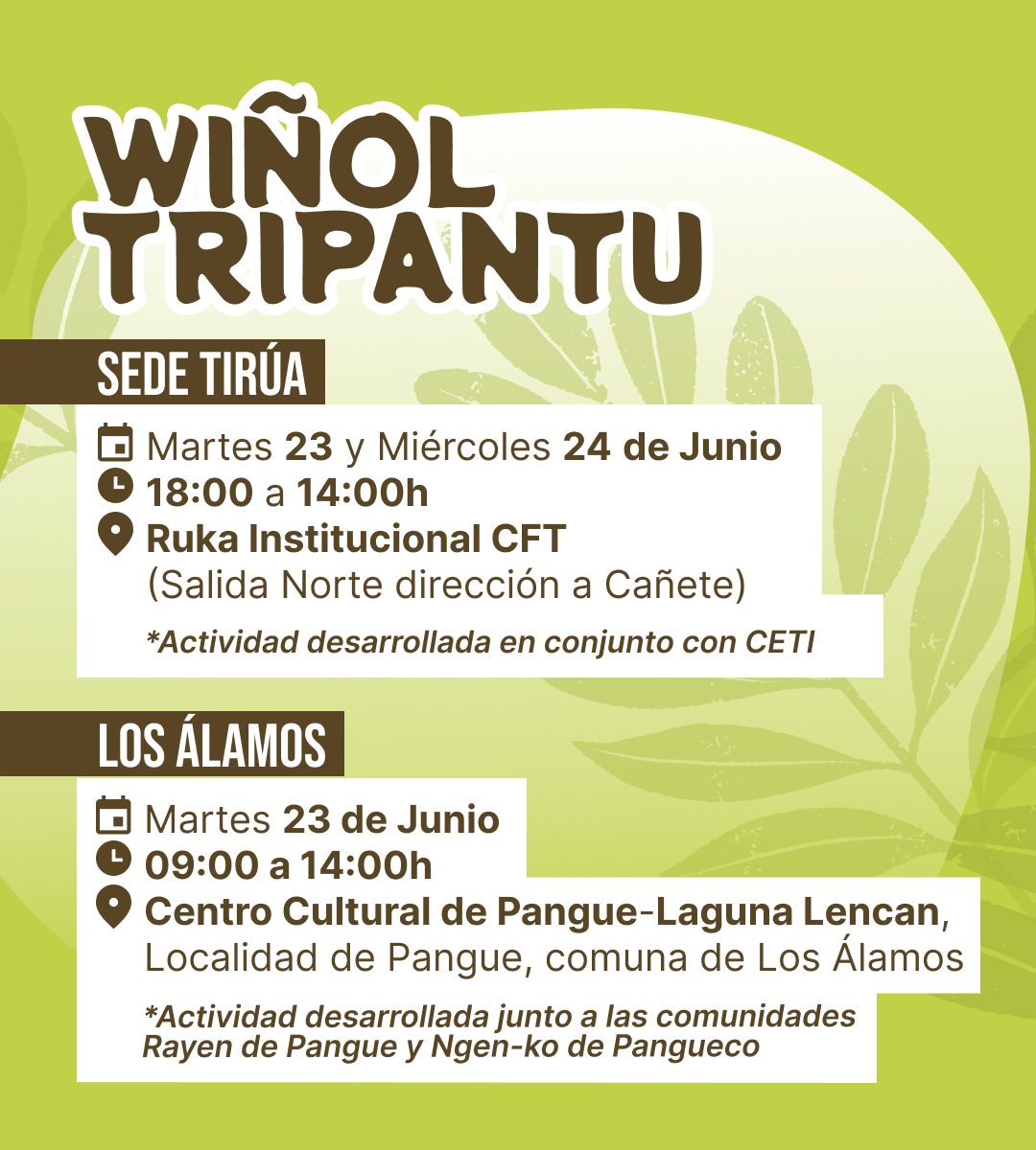 Wiñol Tripantu FECHAS